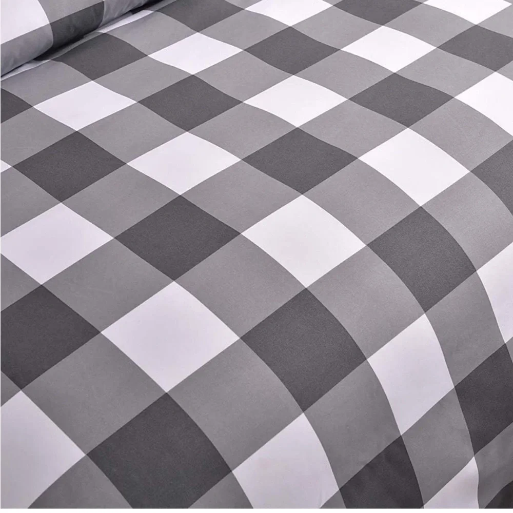 COPY Duvet Cover Set 2 Piece Grey White Buffalo Plaid - Picture 3 of 5
